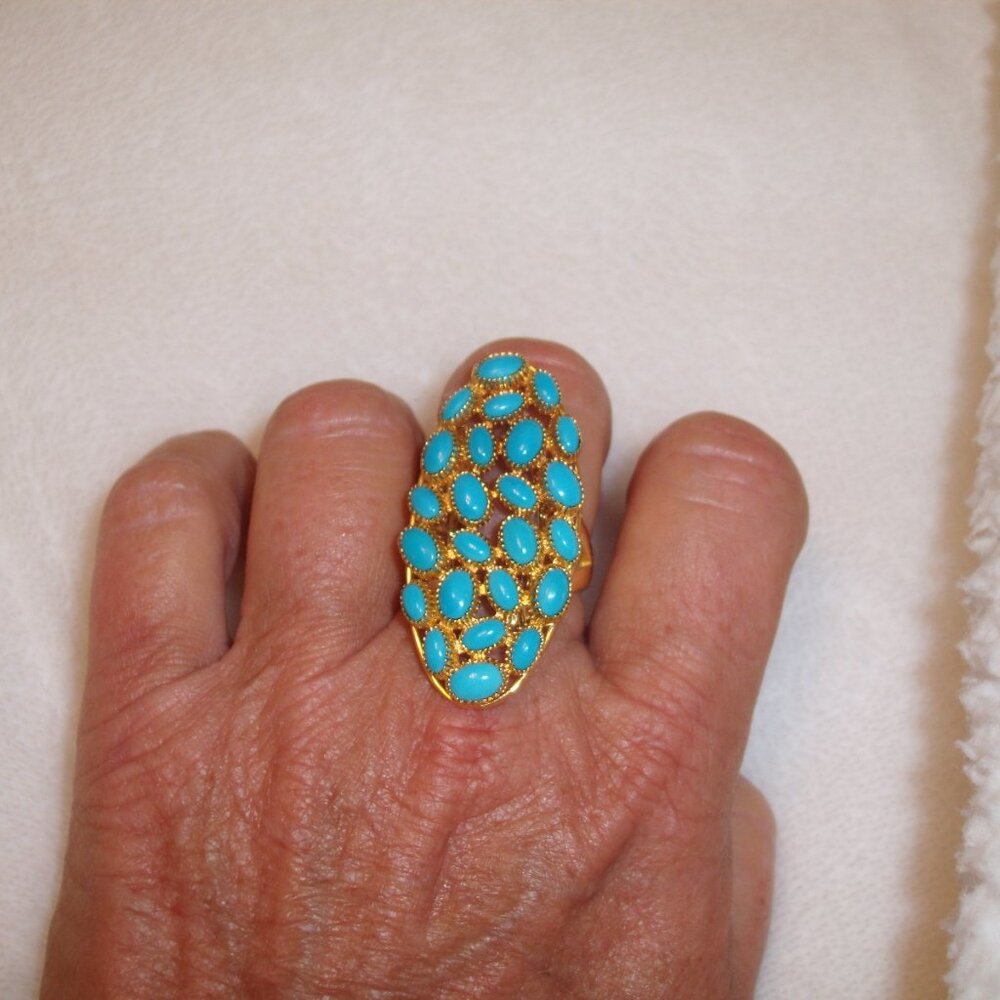 Sleeping Beauty Turquoise North-South Cluster Ring NEW size 8